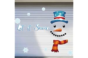 dunfack Christmas Winter Garage Decoration Magnet Stickers Snowman Magnet Decals Refrigerator Stickers Let It Snow Christmas Garage Door Decals for Christmas Party Supplies Home Decorations