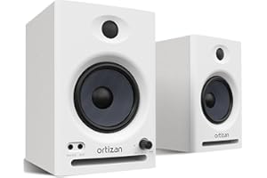 Ortizan C7 Dual-Mode Active Bluetooth 5.3 Bookshelf Speakers, 2.0 Stereo Active Near Field, Studio Monitor Speaker, 30W X 2 Powered TV Speakers, Wireless Computer PC Monitor Gaming(Pair, White)
