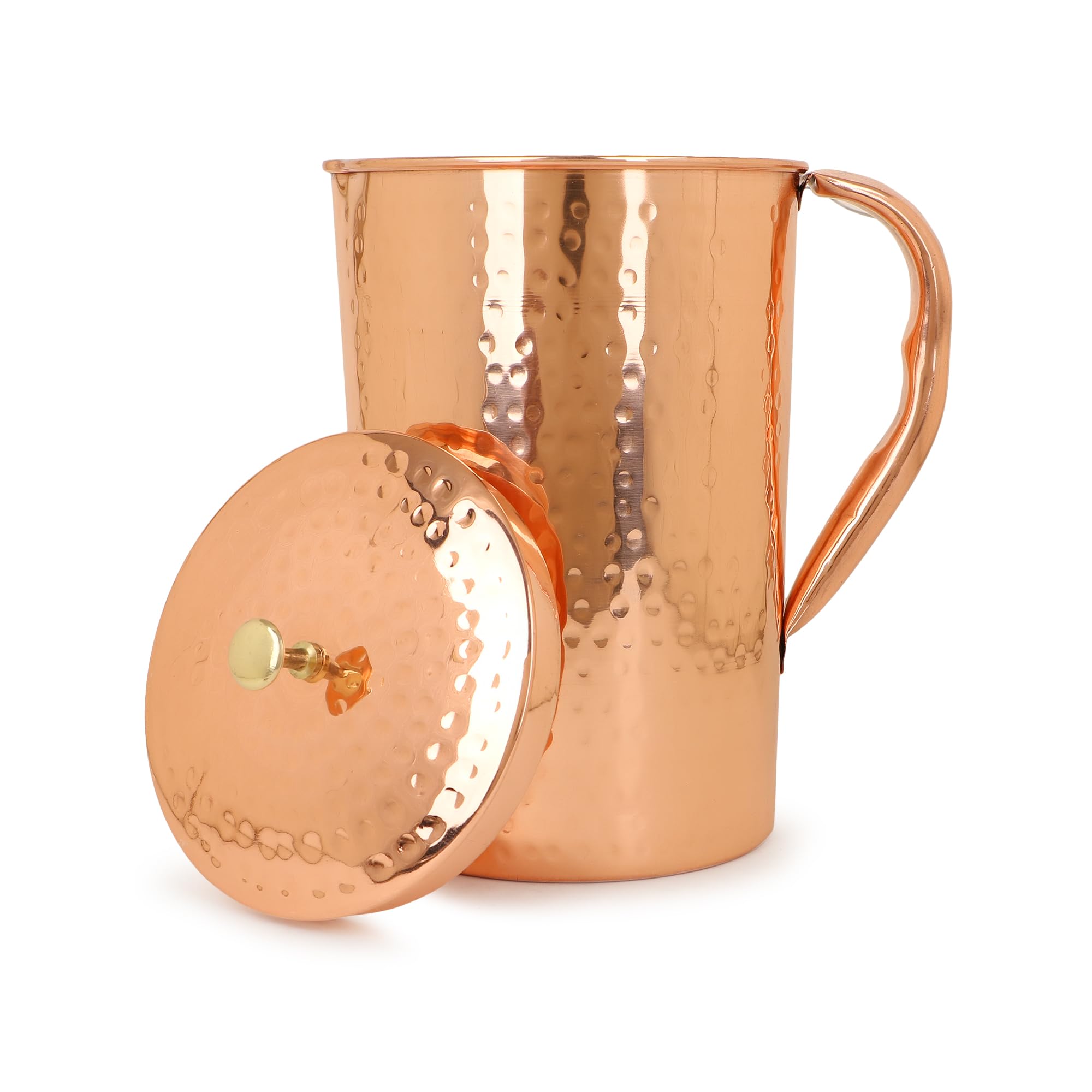 Zap Impex Pure Copper Hammered Jug with Lid for Health Benefits, 1200 ml, ZPHJ4-1