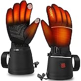 Heated Gloves for Men Women 7.4V 3200mAh Rechargeable Waterproof Electric Heated Gloves for Skiing Snowboarding Camping Hiking