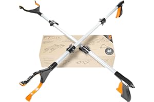 Ezpik 36" Flexible Grabber Pickup Stick for Reaching Aids - Trash Claw Pick Up Tool With Long Handle Grabber, Folding Garbage Grabber Tool Heavy Duty Adjustable Hand Extender Long Reach Grabber 2-Pack