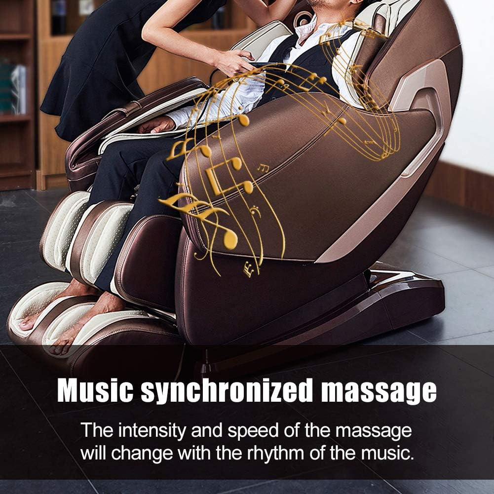 Real Relax SL-Track Shiatsu Massage Chair, Zero Gravity Full Body Shiatsu Massage Recliner with Music Sync Massage Body Scan Bluetooth Heat Foot Roller, PS5000(Champagne): Furniture & Decor