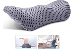 N NEOCUSHION NeoCushion Lumbar Support Pillow for Office Chair,Couch,Car Seat,Recliner and Bed,Neo Cushion Ergonomic Memory Foam Lumbar Pillow for Low Back Pain Relief,Lower Back Pillow for Sleeping(Gray)