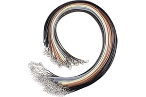 TUPARKA 60Pcs Waxed Necklace Cord 1.5mm Necklace String with Clasp Bulk Necklace Rope for Necklace Bracelet Jewelry Making Ac