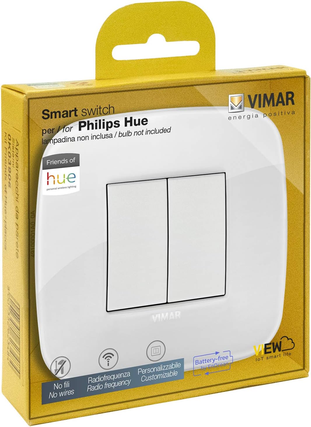 VIMAR 0K03906.06 Arké Round Friends of Hue Smart Switch Kit, Wireless Light Switch Without Battery