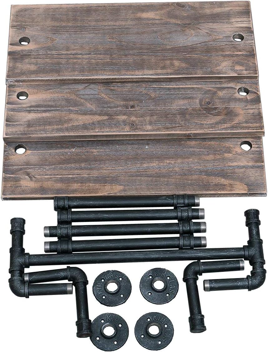 Industrial Pipe Shelf, Rustic Wall Shelf with Towel Bar, 24" Towel Racks for Bathroom, 3-Layer Pipe Shelves Wood Shelf Shelving (3-Layer) - - 