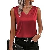 Zeagoo Women's Silk Satin Tank Tops V Neck Casual Camisoles Sleeveless Business Work Blouses Dressy Summer Shirts