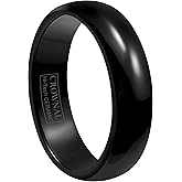 CROWNAL 2mm/4mm/6mm/8mm Black Ceramic Wedding Band Ring Men Women Couple Plain Dome High Polished Comfort Fit Size 3.5 To 16