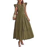 BTFBM Womens Summer Maxi Dress 2026 Spring Boho Vacation Ruffle Flutter Short Sleeve A Line Tiered Flowy Dresses Pockets