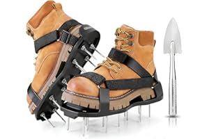 Lawn Aerator Shoes, Upgrade 2''Heavy Duty Spike Shoes with Hook&Loop Straps, Free-Installation Grass Aerator Lawn Tool One Si