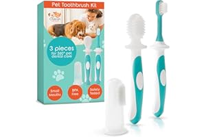 CHERISH BABY CARE Cherish Pet Care Dog Tooth Brushing Kit (3pcs) - Dog Finger Toothbrush, Double-Sided Toothbrush, Small Dog Toothbrush, Dog Teeth Cleaning, Puppy Tooth Brushing Kit, Small Dog Tooth Brushing Kit