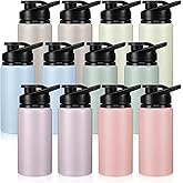 Domensi Aluminum Water Bottle Bulk Reusable Water Bottle, Lightweight Easy Carry Leakproof with Snap Lid Travel Bottles, for Gym Outdoor Sports Cycling Camping Fishing(17oz, 12 Pack)
