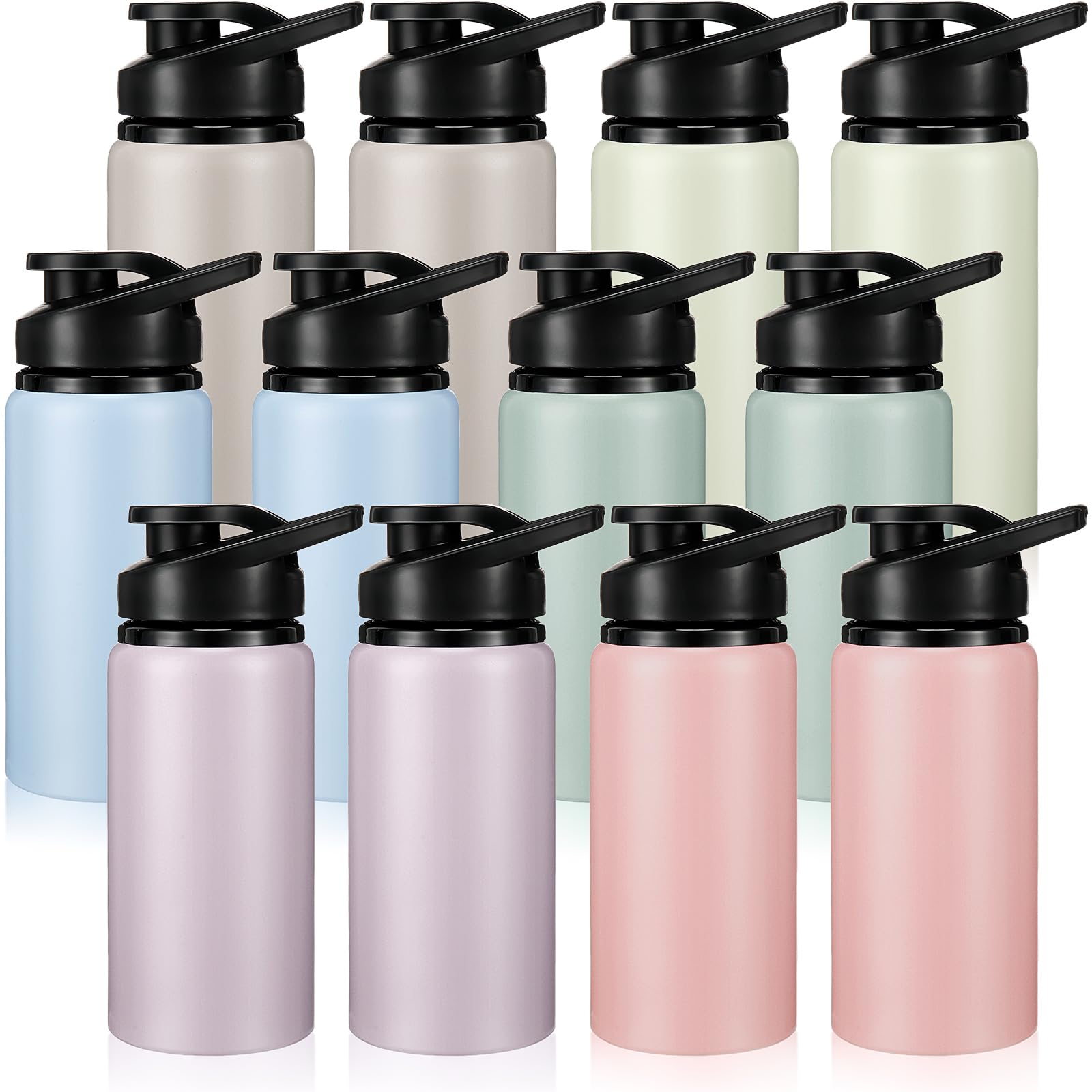Photo 1 of Domensi Aluminum Water Bottle Bulk Reusable Water Bottle, Lightweight Easy Carry Leakproof with Snap Lid Travel Bottles, for Gym Outdoor Sports Cycling Camping Fishing(20oz, 12 Pack)