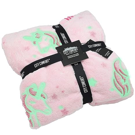 CityComfort Winter Blanket Down Duvet Einhorn Glow in The Dark Bettdecke Stern fur Madchen (Rosa)