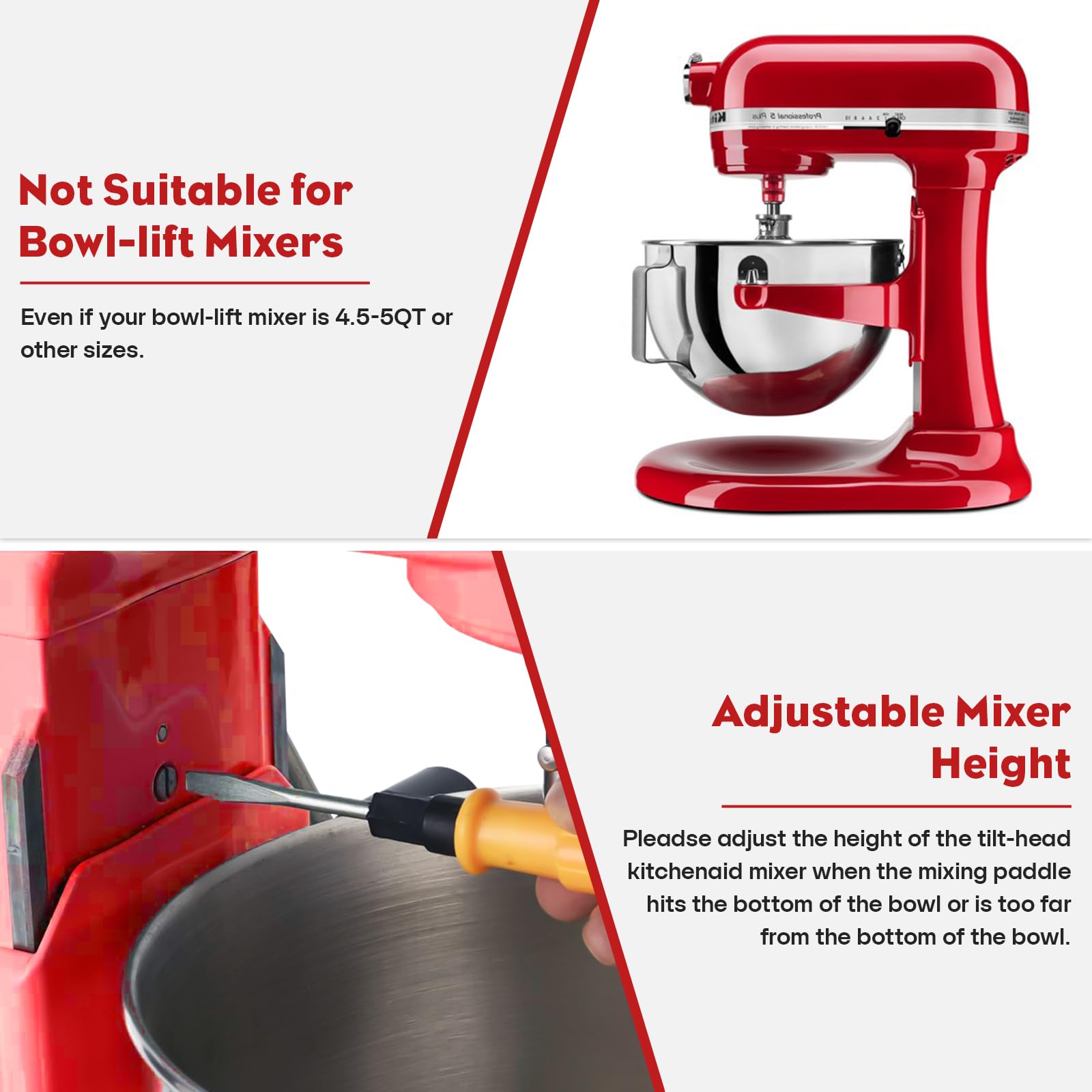 Gvode Stainless Steel Flex Edge Beater for KitchenAid Mixer, Fits Tilt-Head Stand Mixer Bowls for 4.5-5 Quart Bowls, Paddle Attachment for Kitchenaid Mixers, Not Fit for Bowl Lift