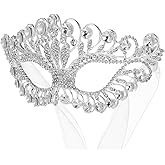 Garneck Rhinestone Masquerade Mask for Women Bling Luxury Crown Alloy Mask for Prom Ball Halloween Carnival Party Costume Accessory