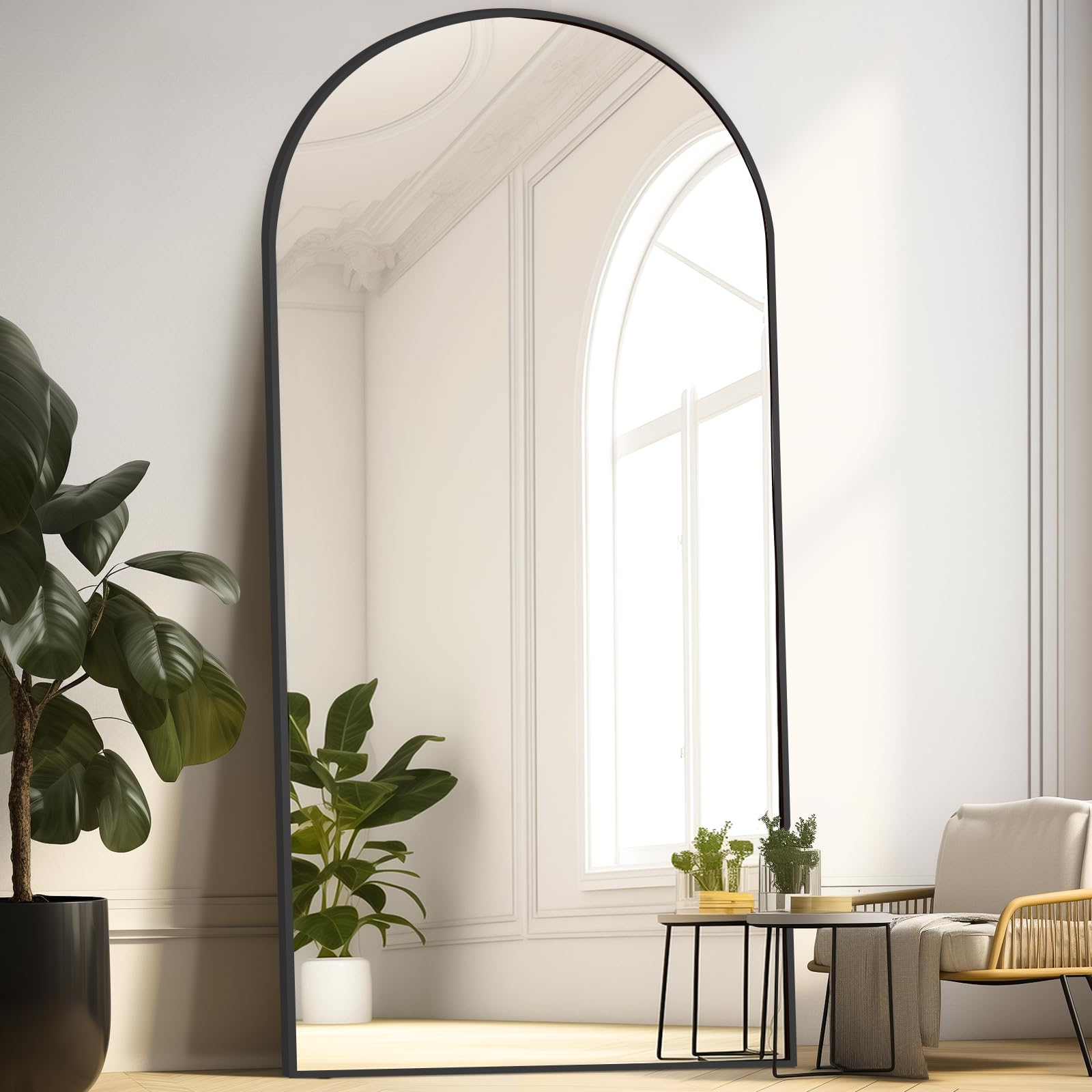 Photo 1 of *HEAVY* MELOMOIR 76"x34" Large Mirror Full Length, Arched Full Length Mirror with Stand, Large Floor Mirror Free Standing Mirror Full Length for Bedroom, Hanging Standing or Leaning Full Body Mirror, Black