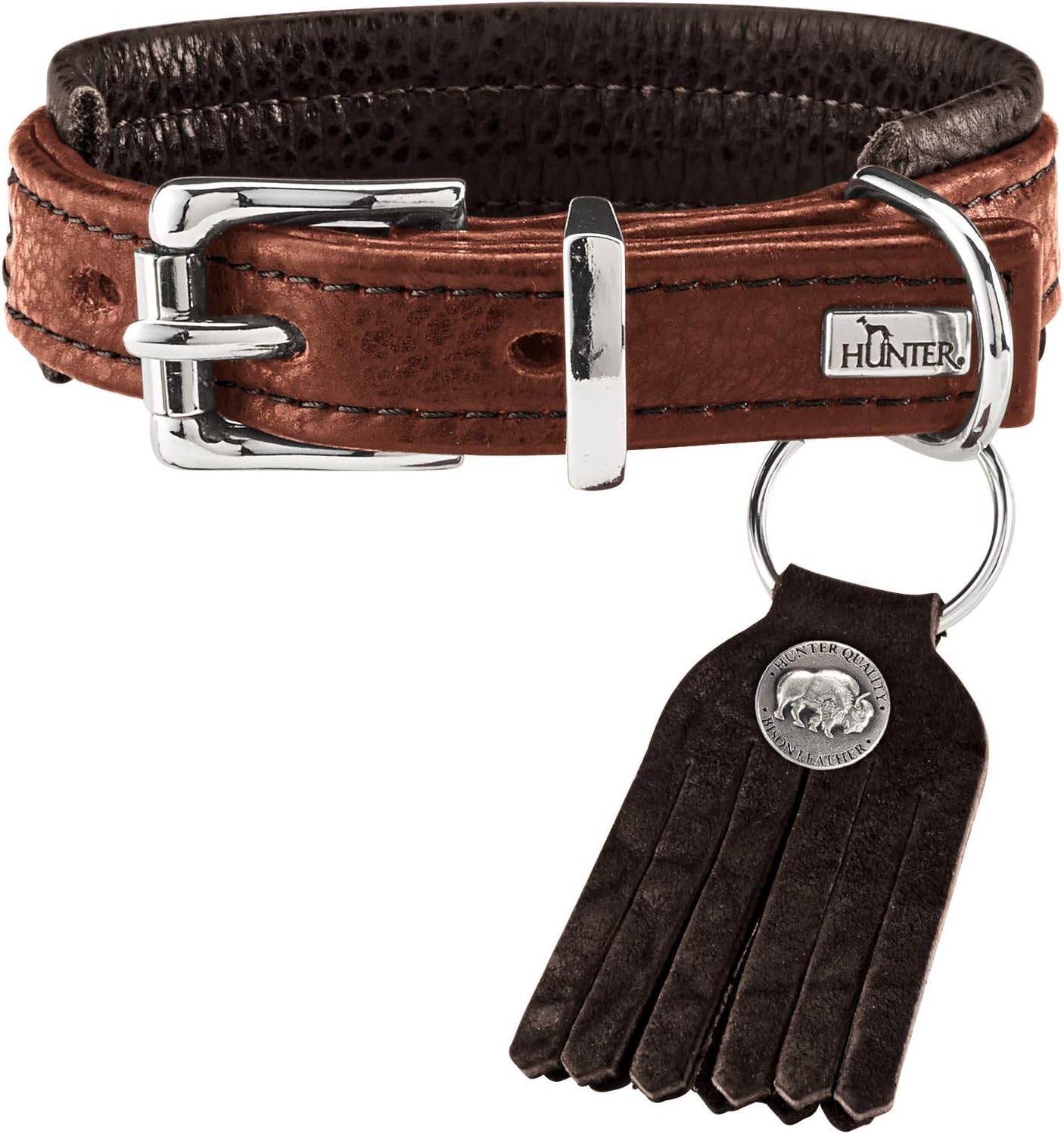 HUNTER Cody Comfort - Collar de Piel para Perro, Estilo rústico, 35 (XS-S), Color marrón