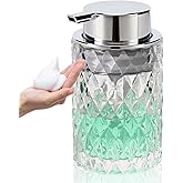 Bathroom Glass Soap Dispenser with Durable Rust-Proof Plastic Foam Pump Hand Lotion Dispenser Antislip Shampoo Kitchen 10oz