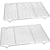 P&amp;P CHEF Cooling Baking Rack Stainless Steel, 16.6" x 11.5", 2 Pcs, Silver | Cooling Racks for Cooking Baking Roasting Grilling Drying, Dense Wires &amp; Smooth Edge, Easy to Clean