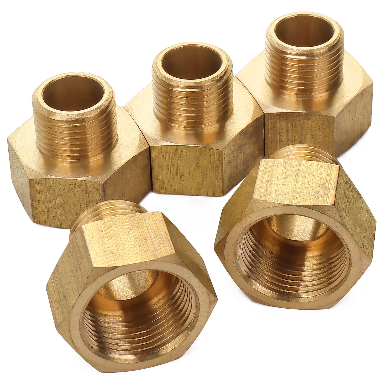 LTWFITTING Brass Pipe 3/4-Inch Female BSPP x 1/2-Inch Male BSPT Adapter Fuel Gas Air (Pack of 5)