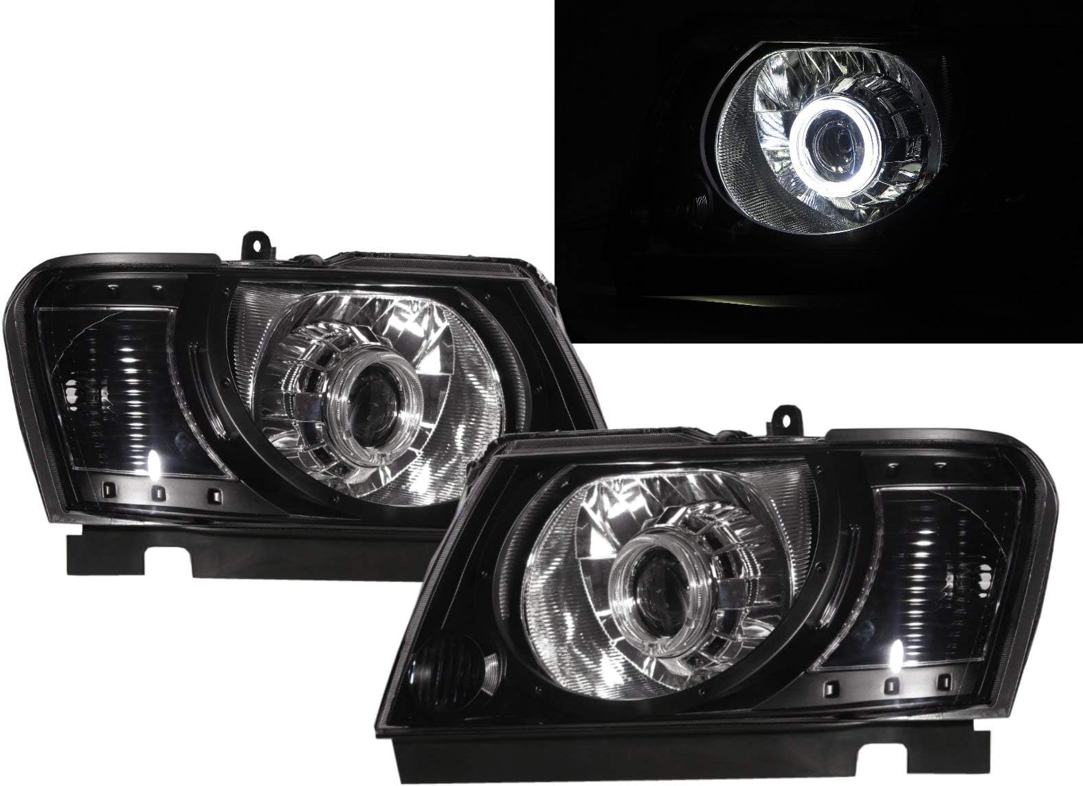 CrazyTheGod Patrol GU4 Y61 Fifth generation 2004-Present SUV 5D Guide LED Angel-Eye Projector Headlight Headlamp Black RHD
