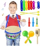 Smarkids Toddler Musical Instruments Toys, Kids Drum Set 9-inch Wooden Drum with Drum Sticks, Accurately Tuned Xylophone…