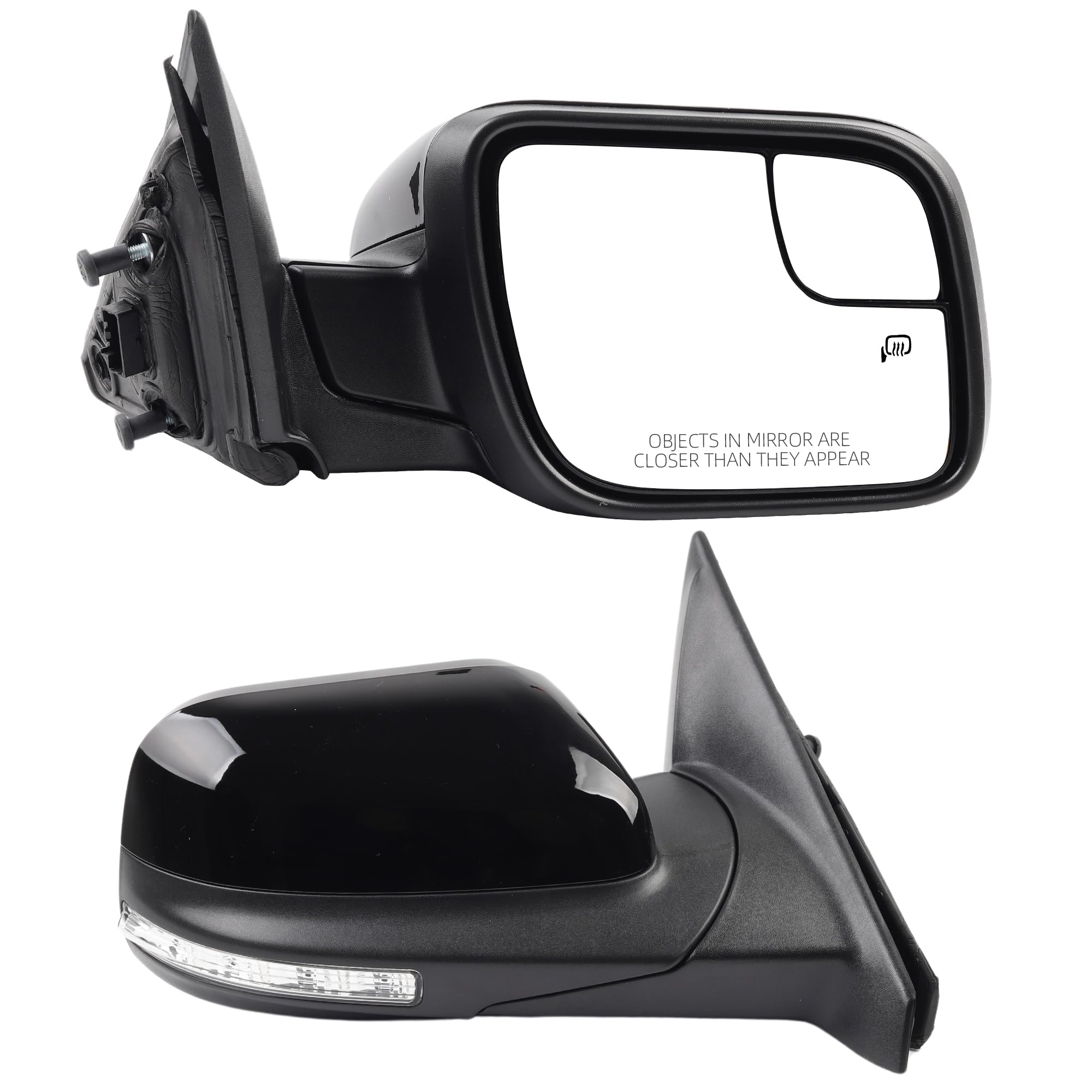 Photo 1 of Dasbecan Right Passenger Side Door Mirror Compatible with Ford Explorer 2011-2019 Power Adjusted Glass Heated with Turn Signal Light Puddle Lamp Blind Spot Glass Replaces FO1321554 Black 7Pins
