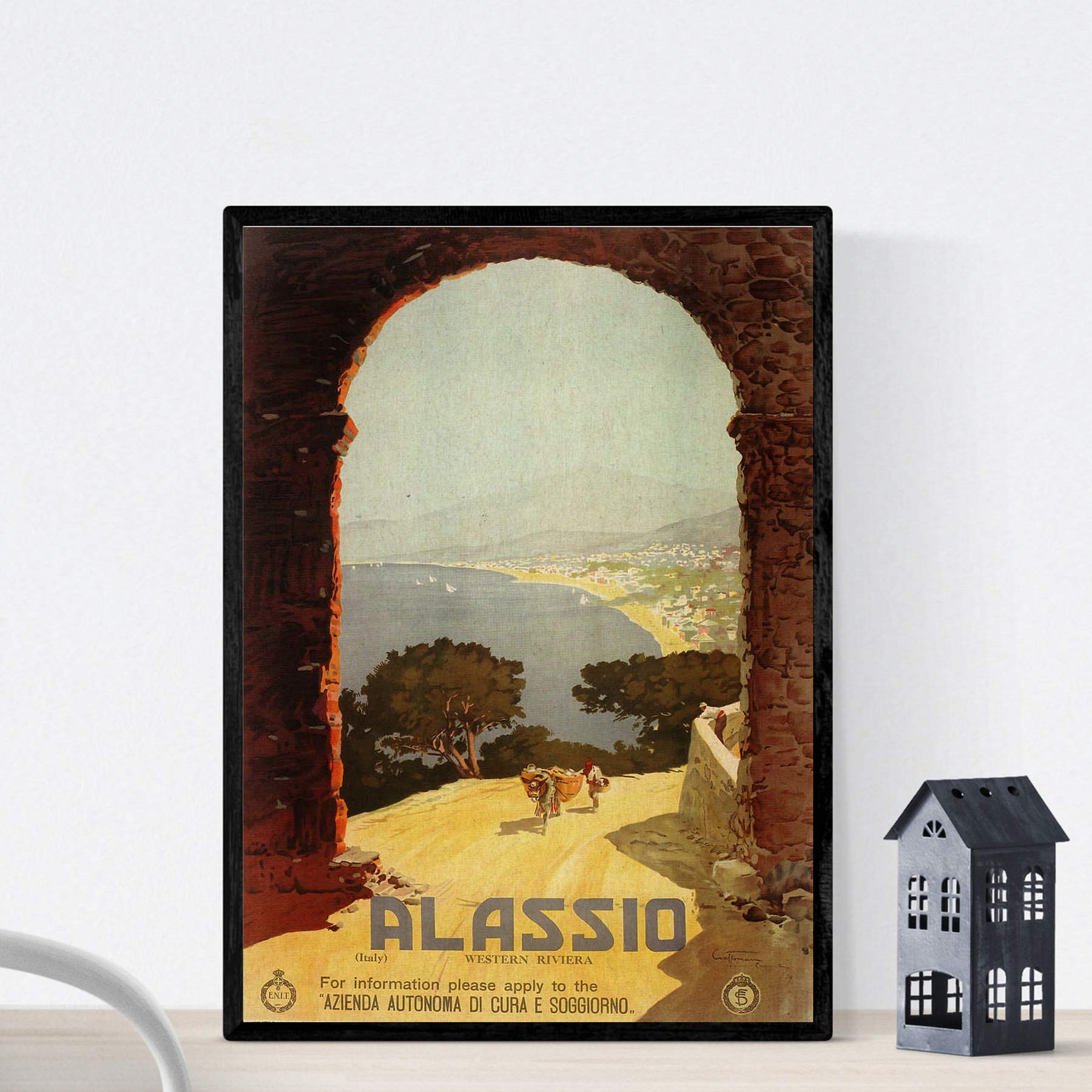 Nacnic Vintage Poster Vintage poster of France and Italy. Alassio travels. A3 size