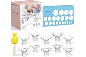 Nursi Luna Flange Sizing Kit 3 in 1 with 10PCS Flange Inserts 13/15/17/19/21mm, Silicone Breast Pump Flanges Insert Kit for 24mm Electric Breast Pump, Pumping Breastfeeding Essentials Kit for New Mom