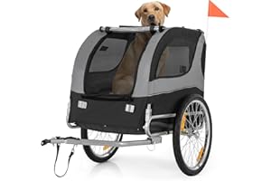 Giantex Dog Bike Trailer Pet Stroller, Small Medium Dog Bicycle Trailer Carrier Wagon, 20" Large Wheels, 3 Doors, 2 Windows, 