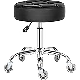 BEWISHOME Rolling Stool with Wheels, Adjustable Stool Heavy Duty 450lb, 360° Swive Rolling Chair for Massage Spa Medical Tattoo, PU Thick Seat Padding Salon Chair(Black) BYD01B