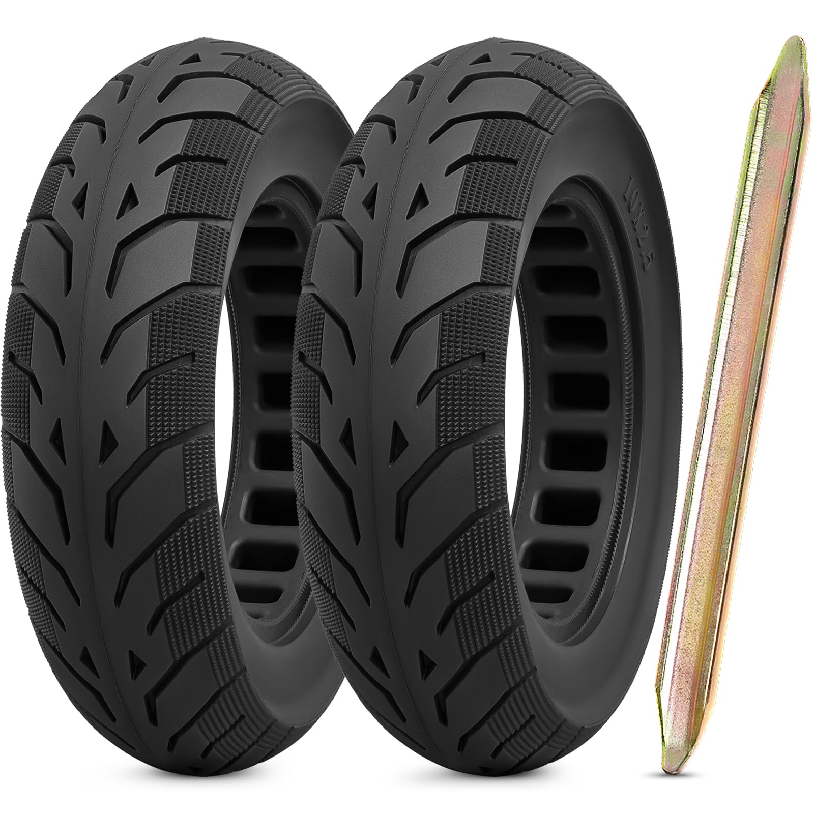 Photo 1 of 2Pcs 10x2.5 Solid Tire, 10 Inches Electric Scooter Wheels Front or Rear Replacement Rubber Tires Compatible With Electric Scooter (P-T010)