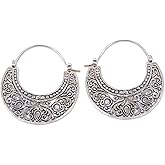 NOVICA Artisan Handmade Sterling Silver Dangle Earrings Leaf Shaped Bali Indonesia Tree [2 in L x 1.2 in W x 0.1 in D] ' Celery Leaves'