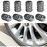 Ziciner 8 PCS Car Tire Valve Stem Caps, Aluminum Alloy Wheel Valve Covers with Rubber O-Ring, Corrosion Resistant Leak-Proof Tire Air Cap Set, Universal for SUV, Truck, Motorcycle, Bike (Gray)