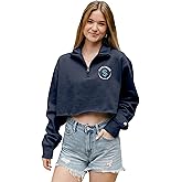 Blue 84 NHL womens Nhl Officially Licensed Women's Cropped Quarter Zip Sweatshirt Left Chest