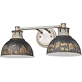 Golden Lighting Kinsley 2-Light Vanity Light in Aged Galvanized Steel and Antique Black Iron