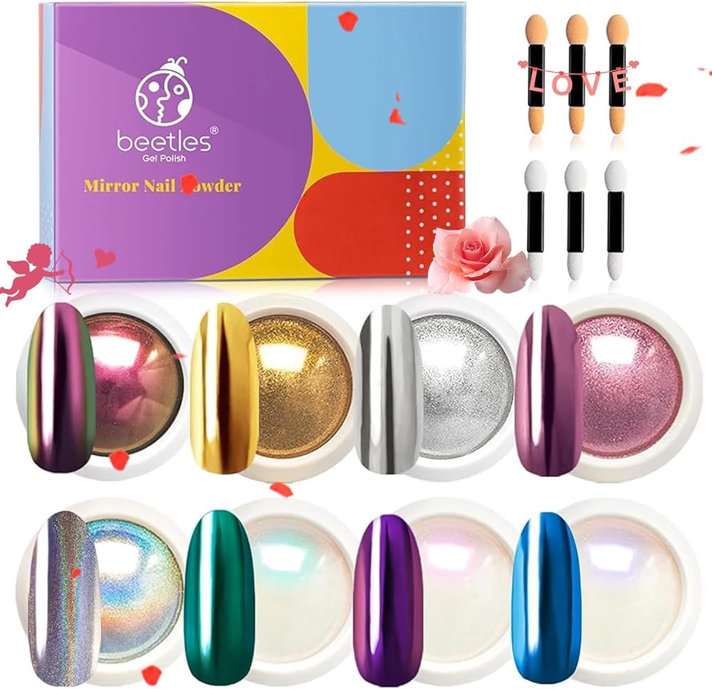 Beetles Chrome Nail Powder 8 colors Mirror Holographic Acrylic Gel Art