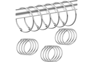 12Pack Shower Curtain Rings, Silver Rustproof Shower Curtain Hooks,Metal Round Shower Ring Hooks for Bathroom,Changing Room a