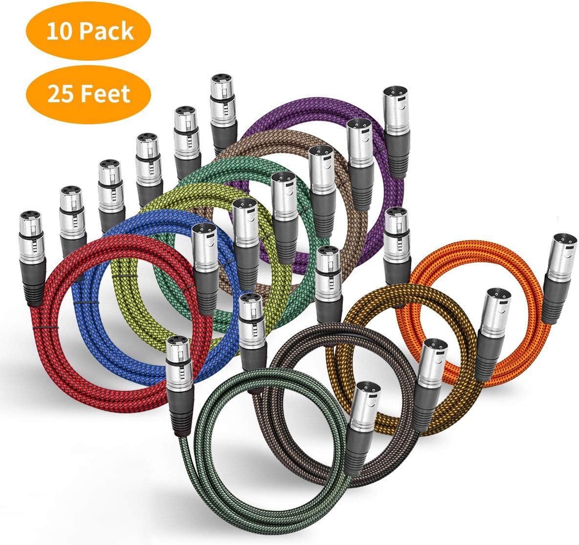 Microphone Cables 3Pack BIFALE Heavy Duty Hybrid Braided XLR Patch