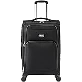 VEVOR Softside Expandable Luggage with Spinner Wheels, 24-Inch Softside Checked Medium Luggage, Lightweight Checked Suitcase with Expandable Zippered Pocket and TSA Lock, Black