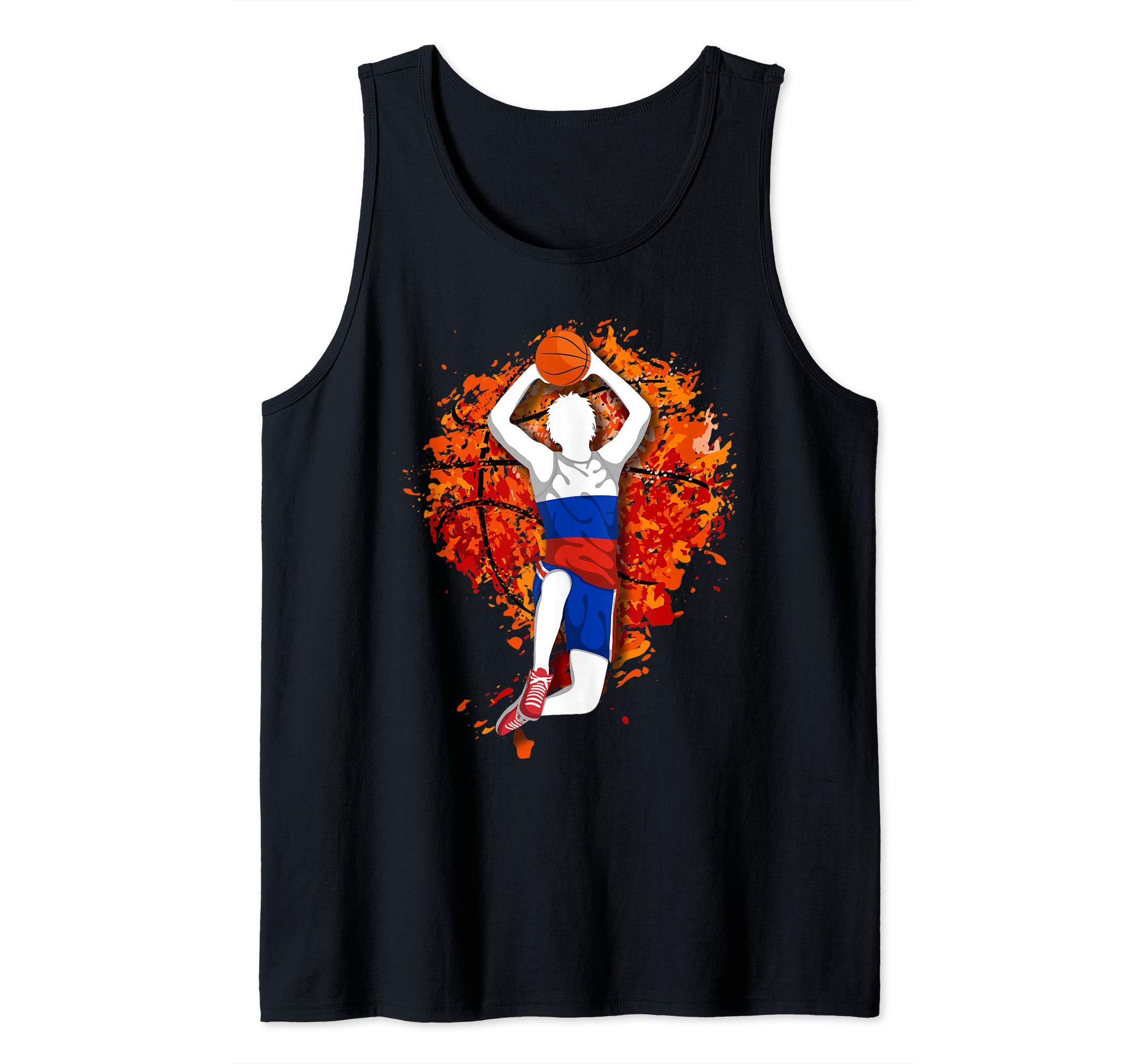 Russia Basketball Russian National Flag Slam Dunk Sport Art Tank Top