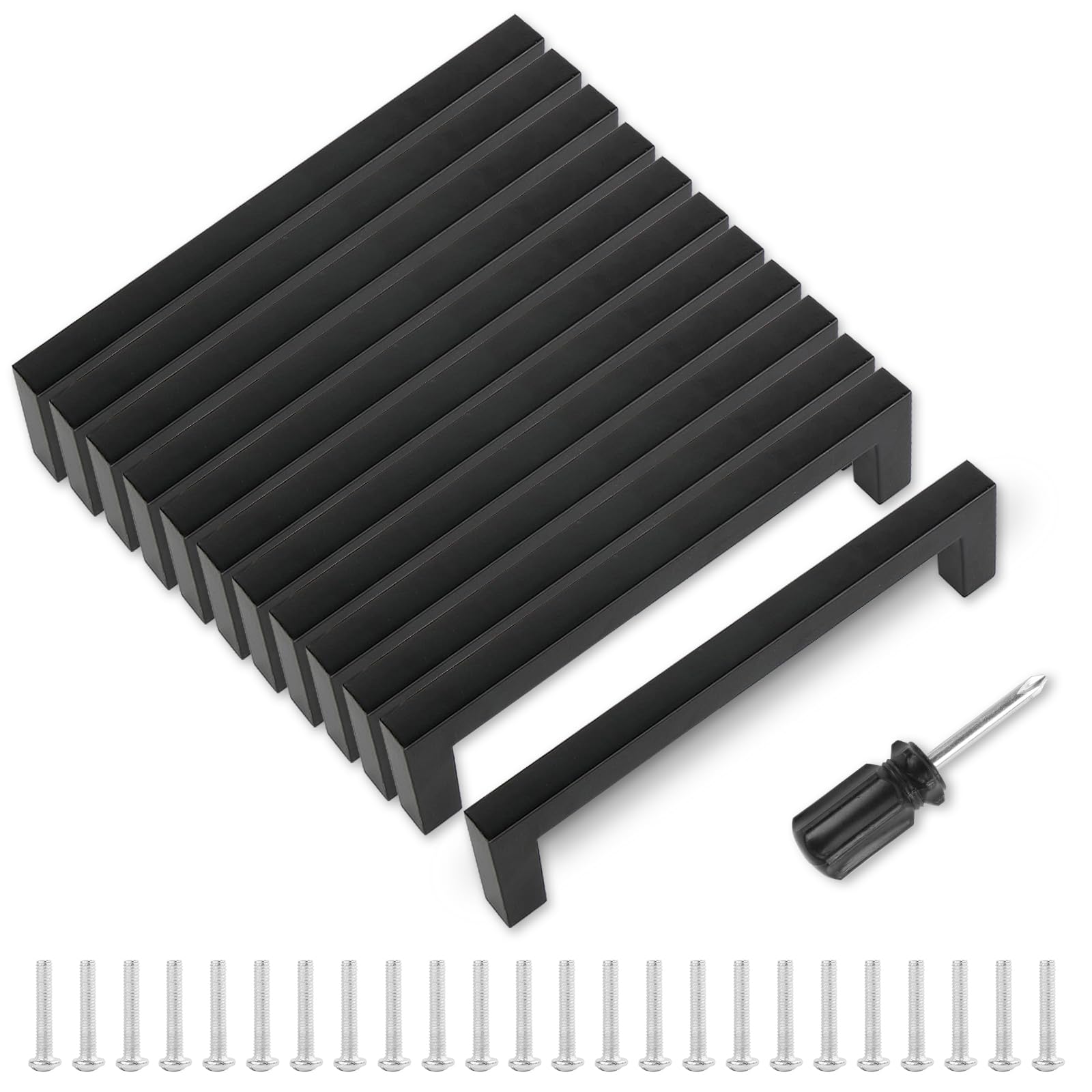 MIYUANGKJ 12pcs Kitchen Cabinet Handles & Drawer Pulls Black Kitchen Cupboards Handles 160mm Cupboard Door Handles with 24 Screws, for Furniture Decoration