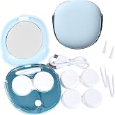 Contact Lens Cleaner Machine, Portable Ultrasonic Cleaning With USB Charger | Mirror Tweezers Remover Tool Replaceable Contact Lens Case for Daily Outdoor
