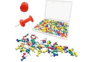 300PCS Push Pins, Thumb Tacks with Storage Box for Bulletin Cork Board, Heavy Duty Standard Pushpins for Decorative Wall, Map