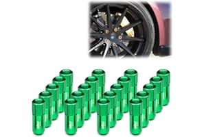 Green 20 PCS M12x1.5 Lug Nuts 60mm Extended Tuner Aluminum Wheels Rims Cap WN02