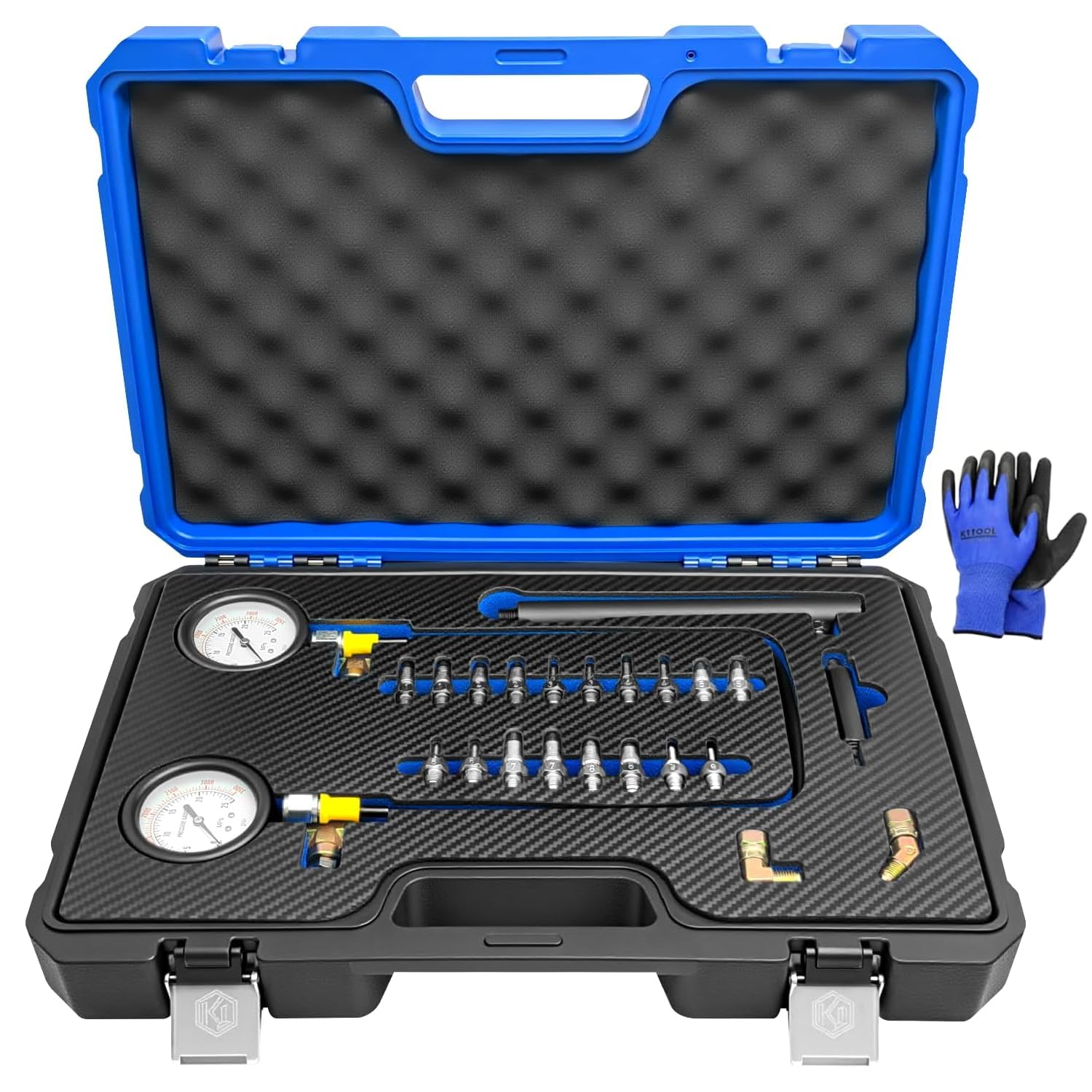 Photo 1 of KTTOOL Brake Pressure Tester, Universal Brake Pressure Gauge, 0-3500PSI ABS Hydraulic Oil Pressure Gauge Kit, Brake System Test Diagnostic Tool for Gasoline Car