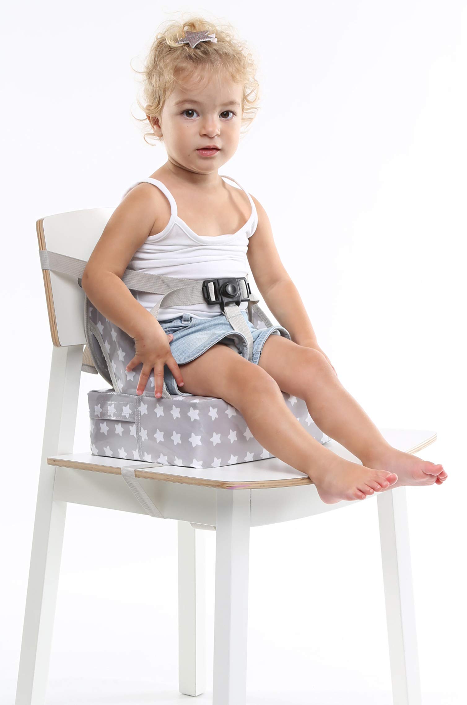 Baby-To-Love Easy Up, Portable Baby Feeding Chair Cushion and Booster Seat for Toddler (White Stars)