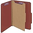 Smead Pressboard Classification File Folder with SafeSHIELD Fasteners, 1 Divider, 2" Expansion, Letter Size, Red, 10 per Box (13775)
