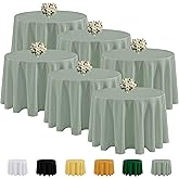 Fitable 6 Pack Sage Green Round Tablecloths - 120 Inches Round - Wrinkle and Stain Resistant Fabric Table Clothes, Washable Polyester Table Covers for Wedding, Party, Banquet, Formal Events